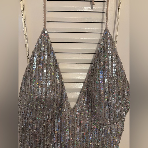 SCALA Y2K Silver Sequin halter Dress - Picture 12 of 12